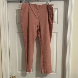 Pink Gingham Slim Ankle Pants